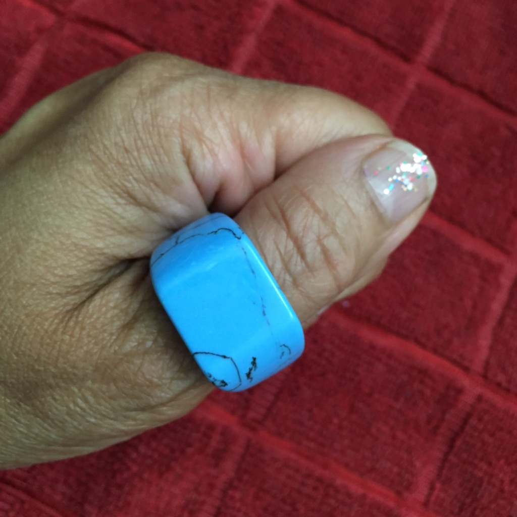 Large Square Face Howlite Turquoise Matrix Ring 10 125$